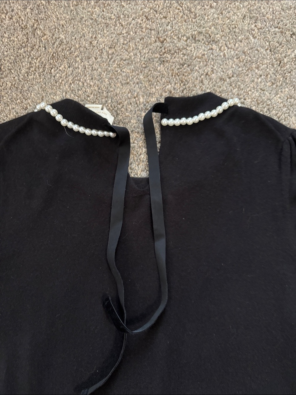 kate spade Black Short-Sleeve Knit Sweater with Pearl Neckline - Picture 4 of 4